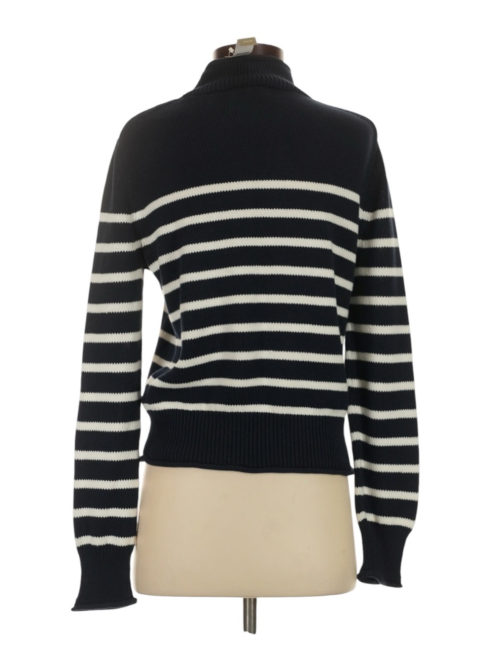 J. Crew New Heritage Rollneck Sweater in Stripe Size S Navy White Nautical NWT - Picture 2 of 8